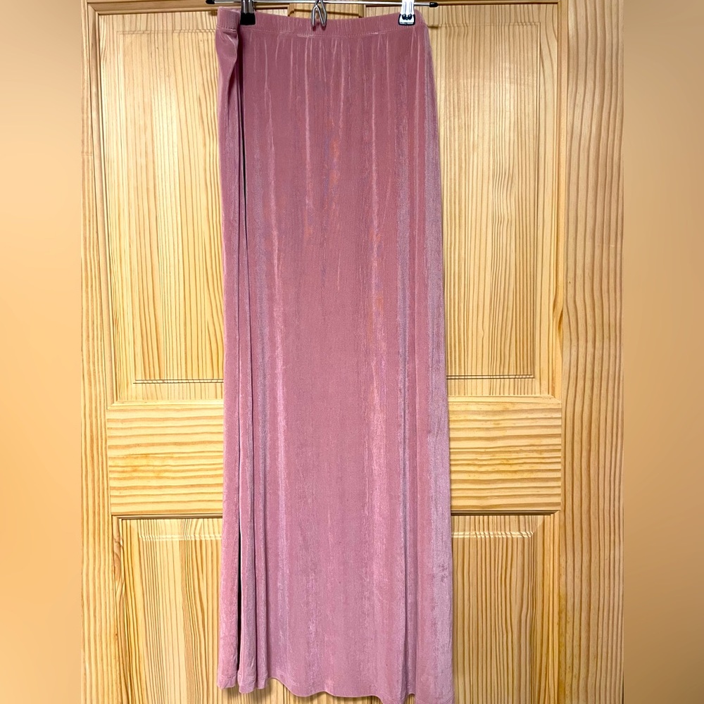 Pink Soft Velvet Maxi Skirt